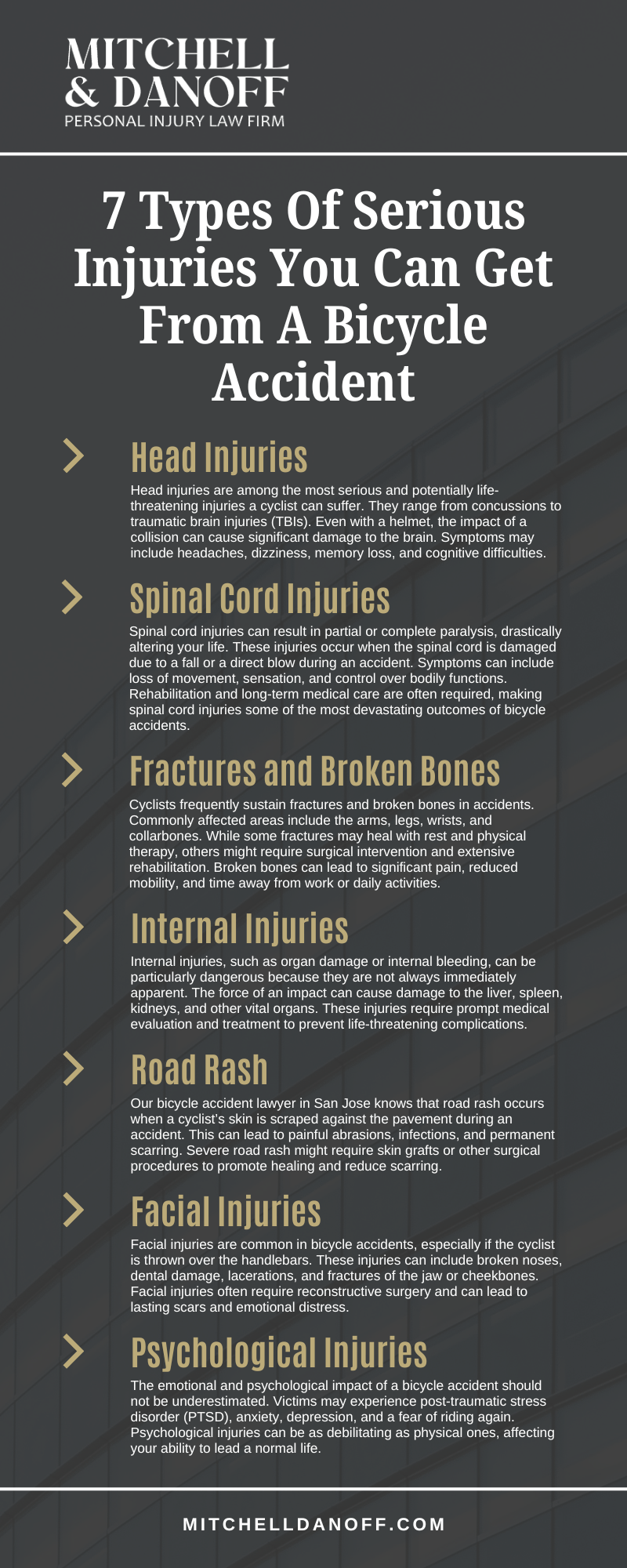 7 Types Of Serious Injuries You Can Get From A Bicycle Accident Infographic