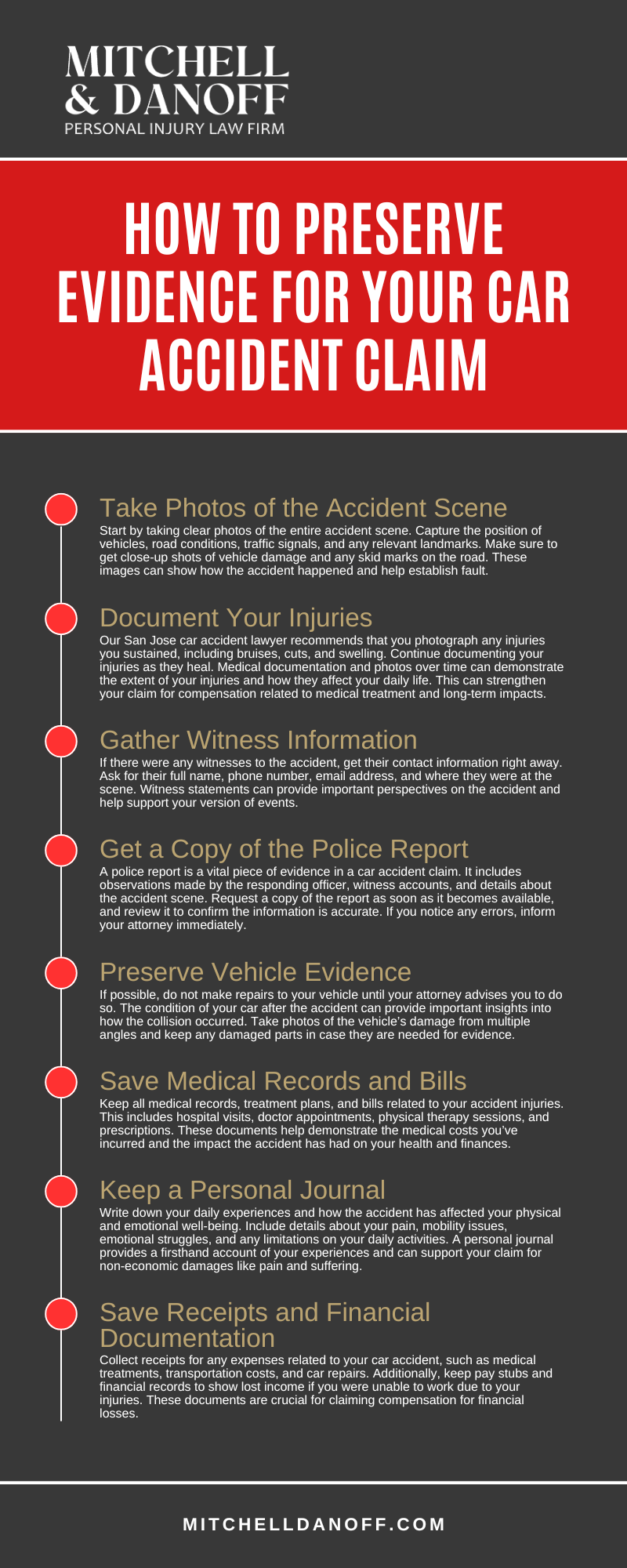 How To Preserve Evidence For Your Car Accident Claim infographic